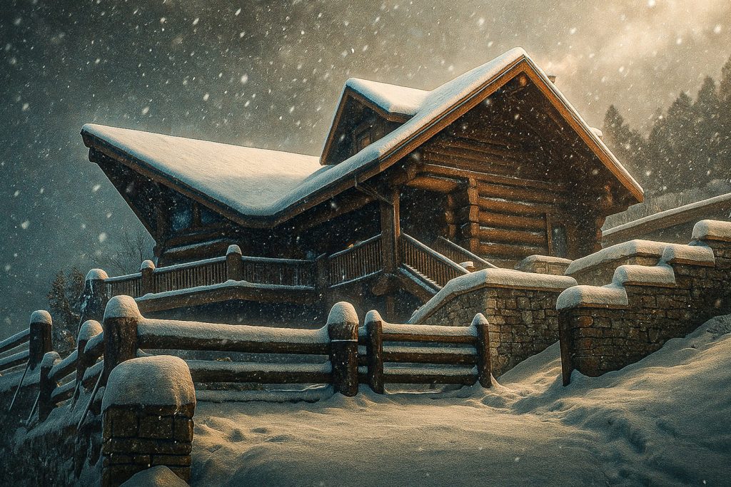 Παραμυθένια φωτογραφία του Mythica Chalet με χιόνια